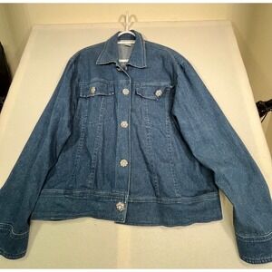 Irene Allison jean Jacket with rhinestone buttons size L